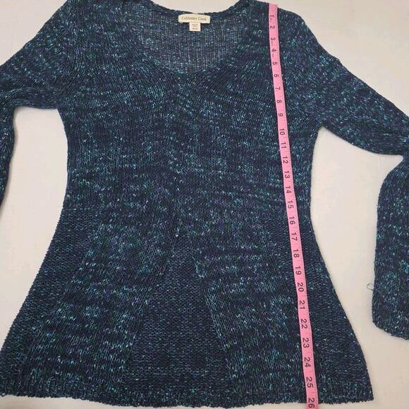 Coldwater Creek Long Sleeve V Neck Confetti Blue Knit Pullover Sweater Sz 4 - Picture 6 of 7